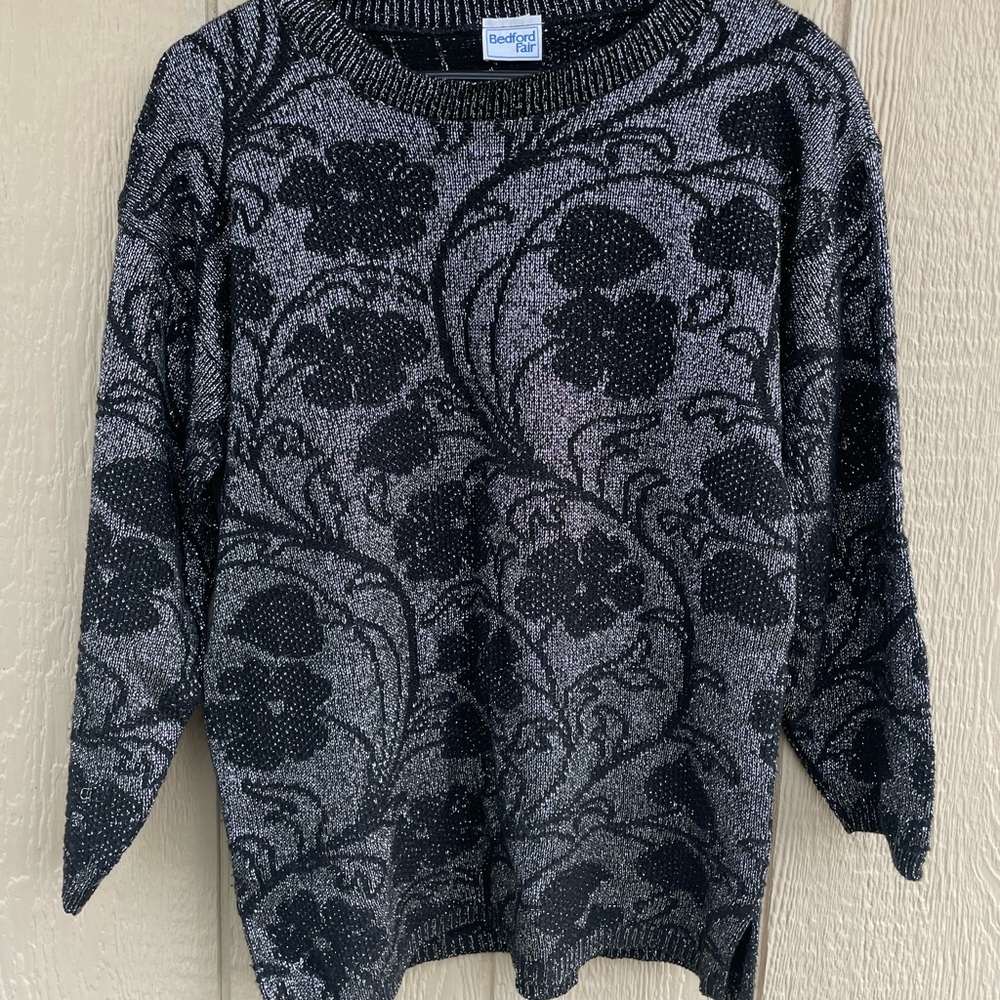 Vintage tinsel-like Floral Sweater